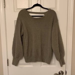 Taupe fuzzy sweater. Never worn, from a small boutique store.